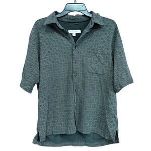 Pronto Uomo Men's‎ Silk Button Down Shirt Short Sleeve Geometric L